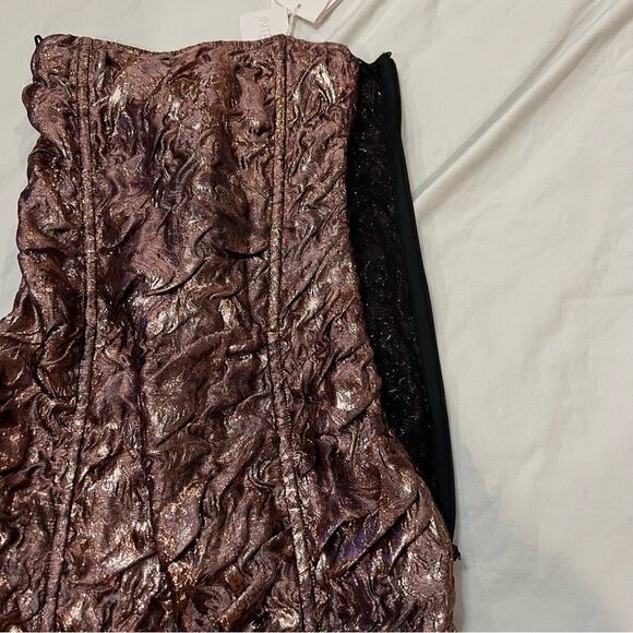 Redemption Womens NWT Textured Rose Gold Mini Tube Dress sz 36 IT 0 US - Picture 14 of 16